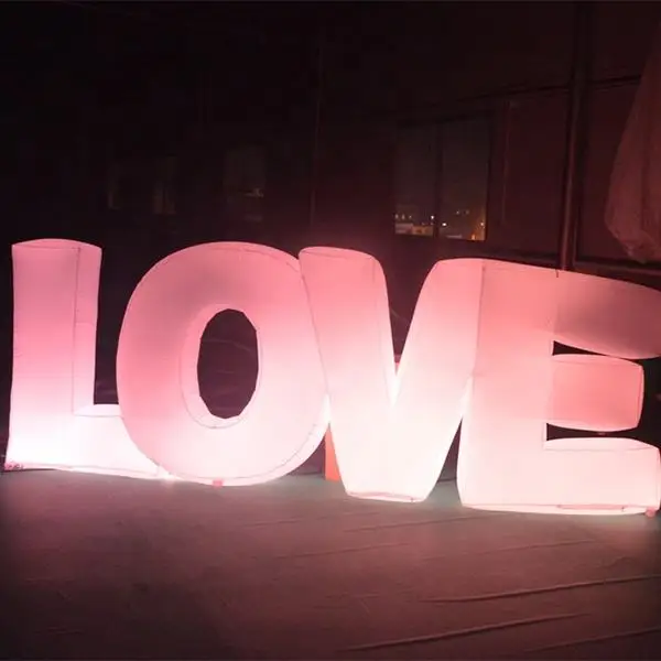 

Ground Decoration 1.5mh Inflatable Letter Led Colored Led Alphabet Lighting Balloon For Wedding Party Events Decoration