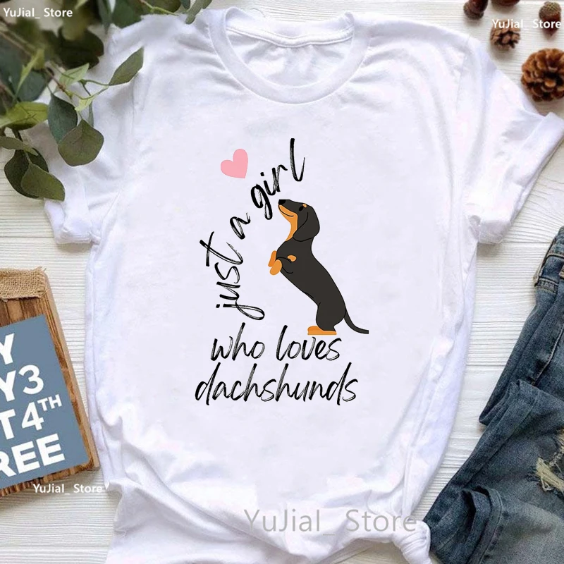 

This Girl Loves Dachshund Graphic Print Tshirt Girls Summer Short Sleeve T Shirt Women Best Friends Dog Lover T-Shirt Female