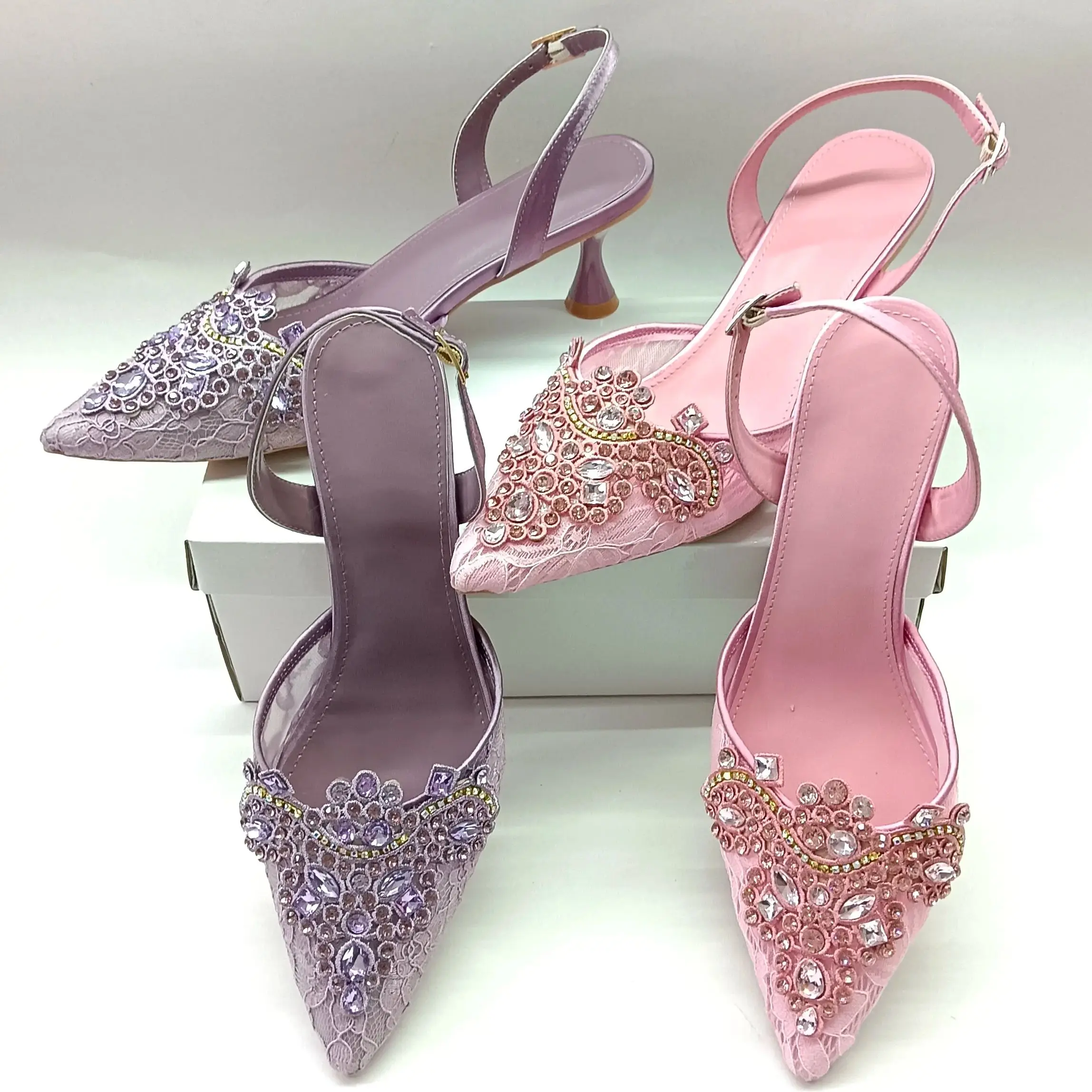 INSIGHTLINK, sandalias de tacón alto para mujer, zapatos de fiesta con diamantes de imitación de Color rosa lavanda, zapatos de vestir con gemas para club nocturno y cristales ostentosos