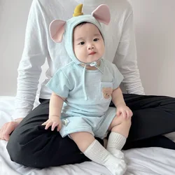 New Summer Boys Children's Casual Short Sleeved Set Baby Clothes for Girls Kids Bear Embroidery Cute Leisure Soft and Breathy