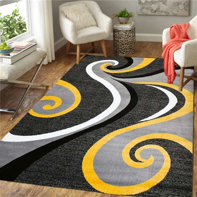 Modern Red Black White Swirl Carpet for Living Room Decor Sofa Table Large Area Rug Bedroom Bedside Foot Pad Non-slip Floor Mat