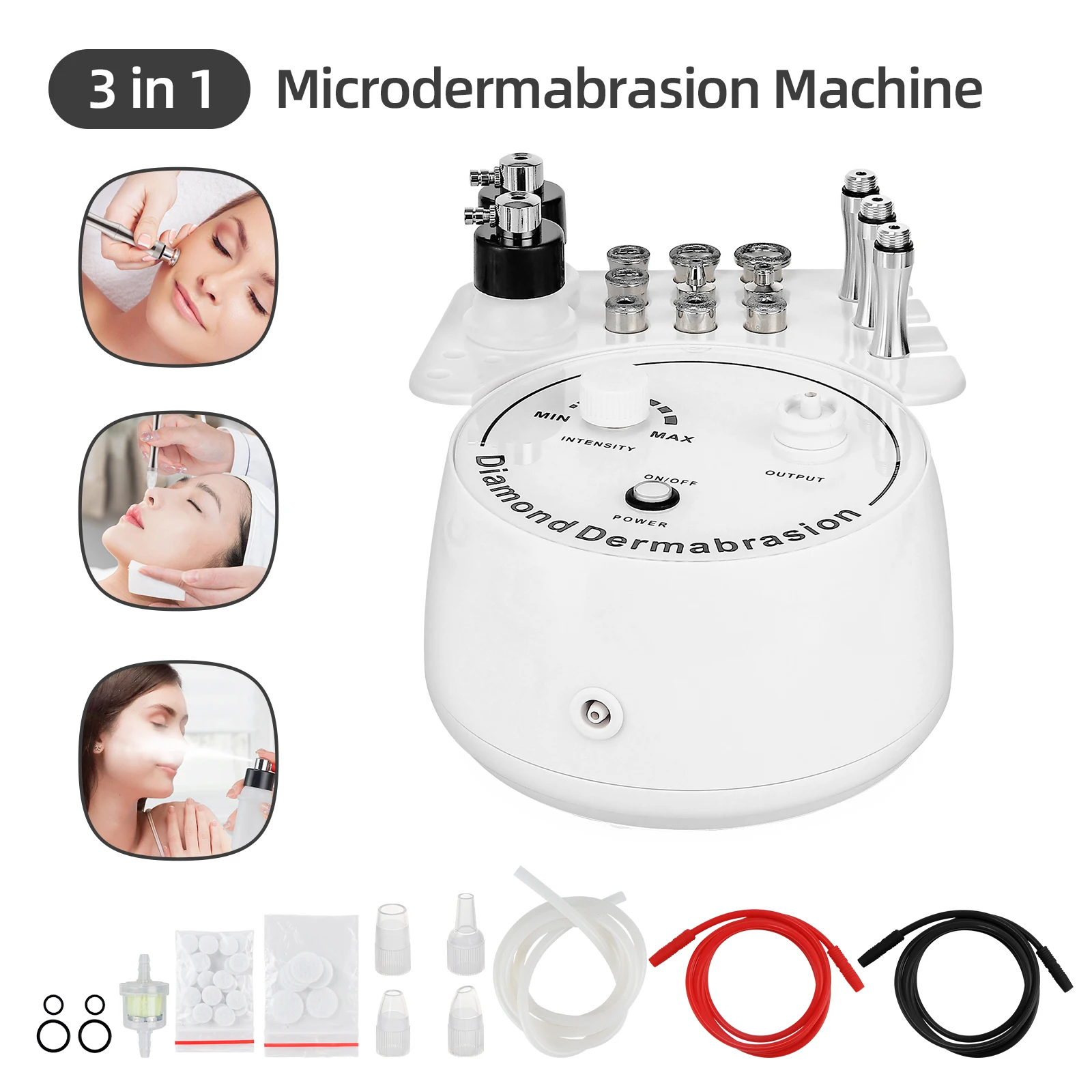 3 in 1 Diamond Microdermabrasion Machine Professional Facial Dermabrasion Machine for Skin Care Blackhead Removal