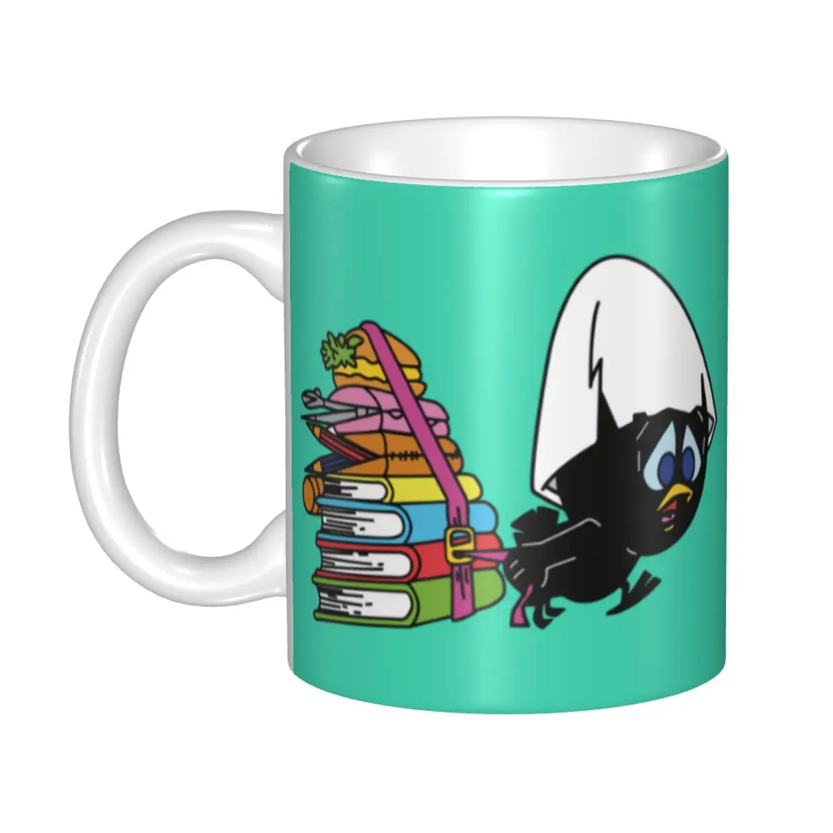 Customized Sad Black Chicken Calimero Coffee Mug DIY Comic Cartoon Ceramic Milk Tea Cups Outdoor Work Camping Mugs