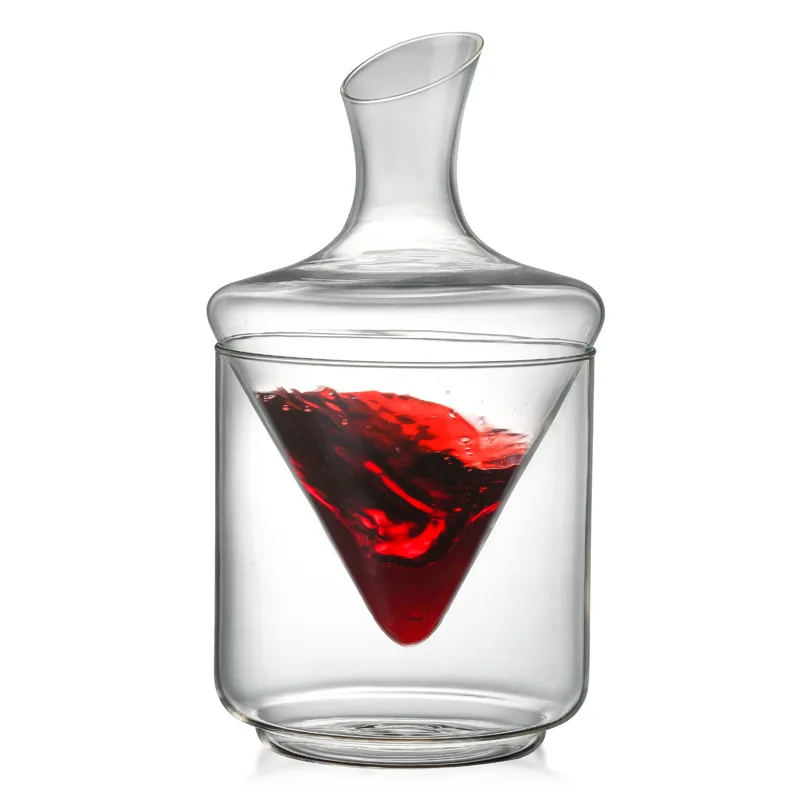 

1000ml Clear Crystal Wine Decanter With Ice Bucket Hotel Art Wineware Whiskey Brandy Dispenser Sober Bottle Breathing Container