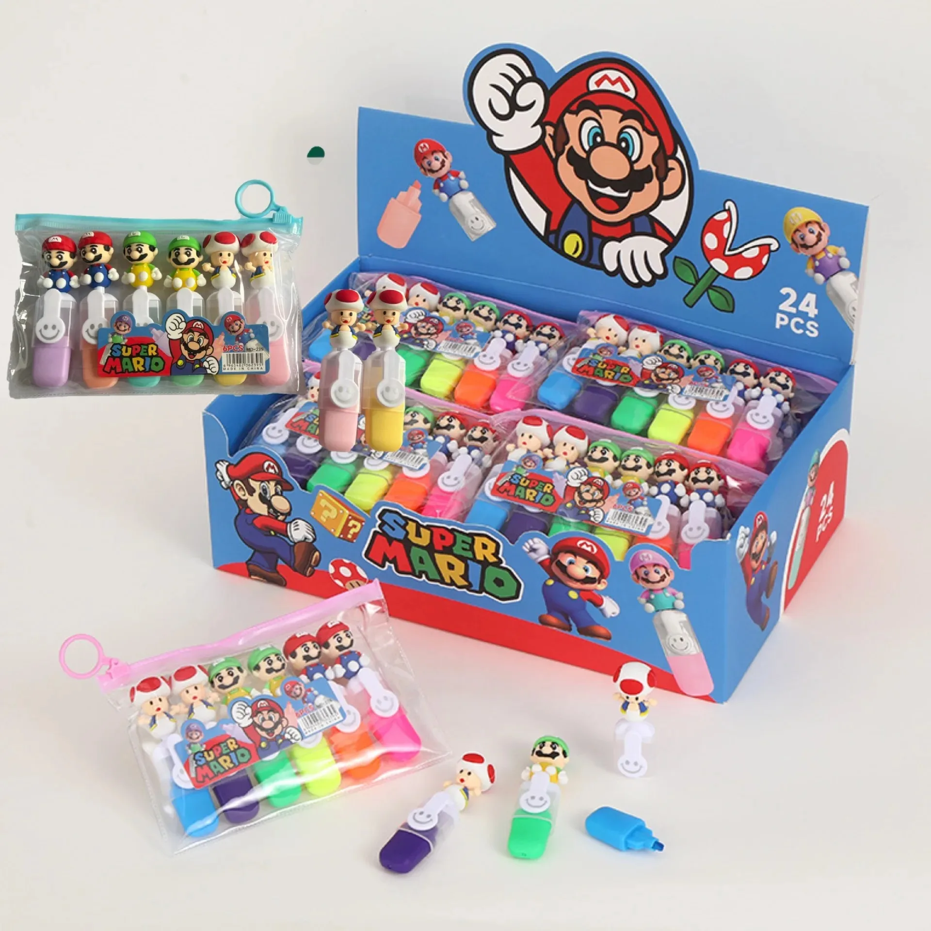 

New model 6pcs Super Mario pen highlighter set student reward graffiti watercolor note taking pen stationery study supplies gift