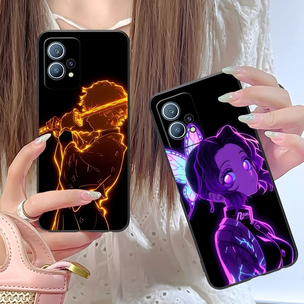 Demon Slayer Colored Neon Cell Phone Case for Huawei P60 P50 P40 P30 P20 P10 P9 P8 Pro Lite Plus Black Soft Phone Cover Shell