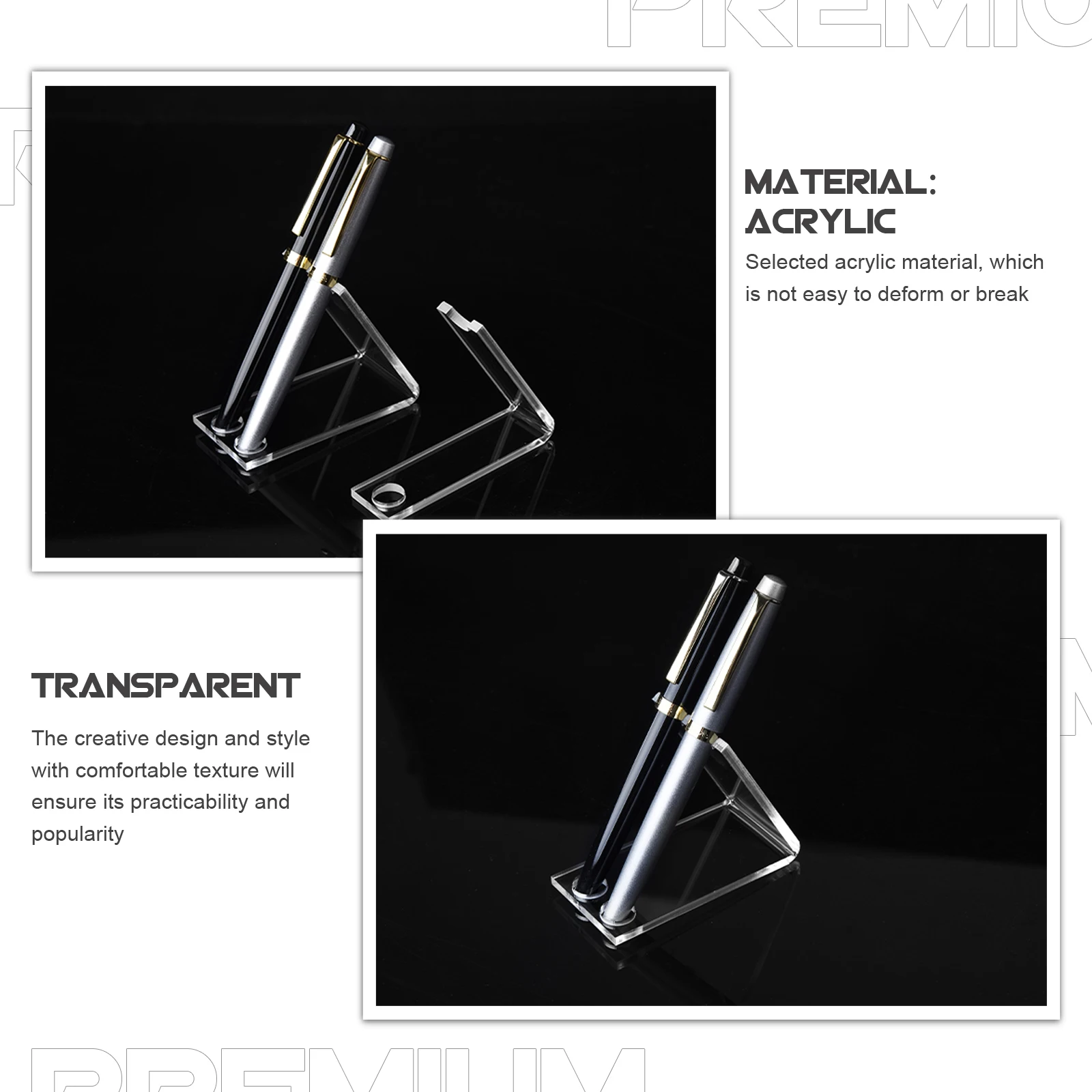

2pcs Transparent Acrylic Pen Stand Single-Hole Rack Storage Holder Multi-Functional Brush Organizer Space-Saving Desktop Holder