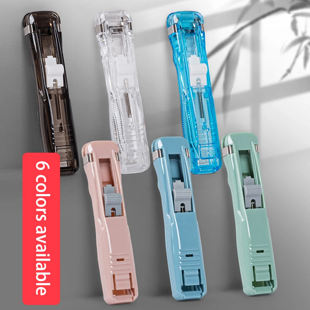 Mini Traceless Reusable Hand Clamp Push Stapler Paper Book File Office School Student Binder Binding Tools Supplies Accessories