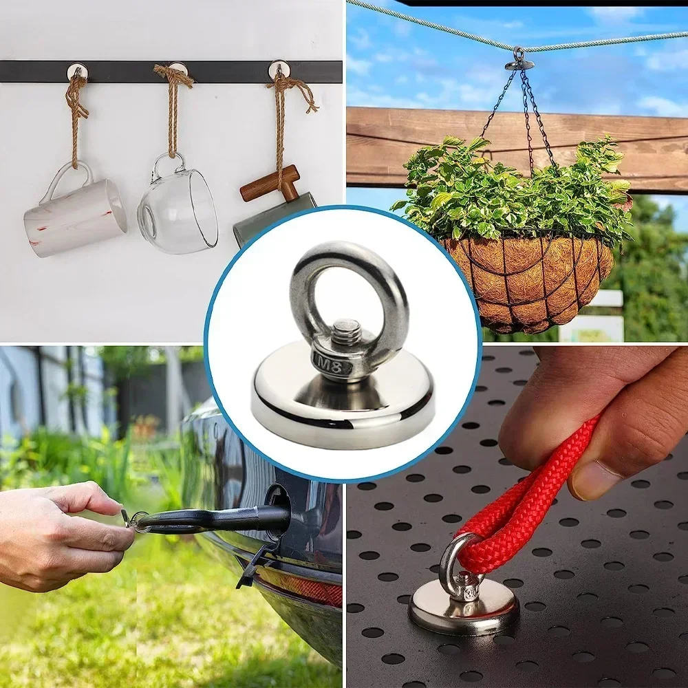 Neodymium Magnet Super Strong Magnet  N52 Iman Magnetic Fishing Magnets with Countersunk Hole Eyebolt for Salvage Magnetic Fish