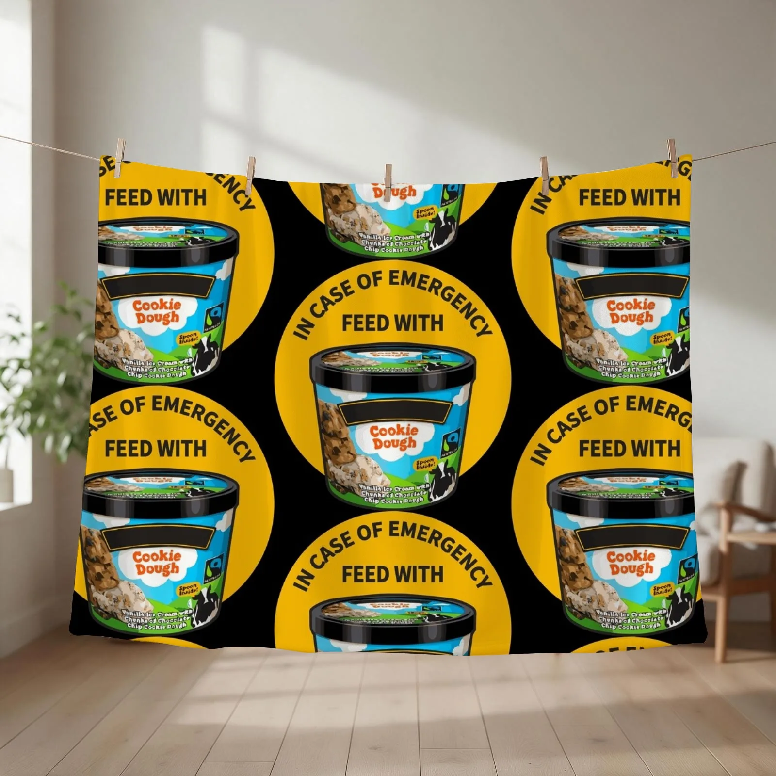 In Case Of Emergency Feed With Ice Cream Throw Blanket Thin Moving Hair for winter Blankets