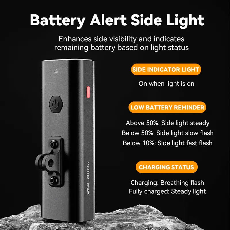 ROCKBROS Bike Front Light IPX6 Type-c Rechargeable Bicycle Hanging Light Headlight LED Flashlight 400/800LM Aluminum - 2