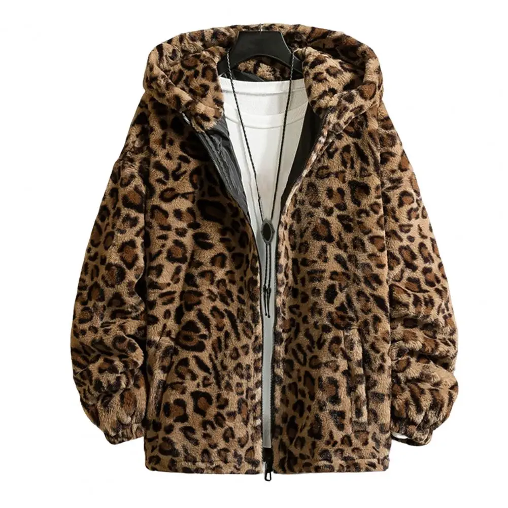希少 MASSES HOODED JKT LEOPARD L size Leopard Print Hooded Jacket Thickened Fleece Men Jacket Coat Faux