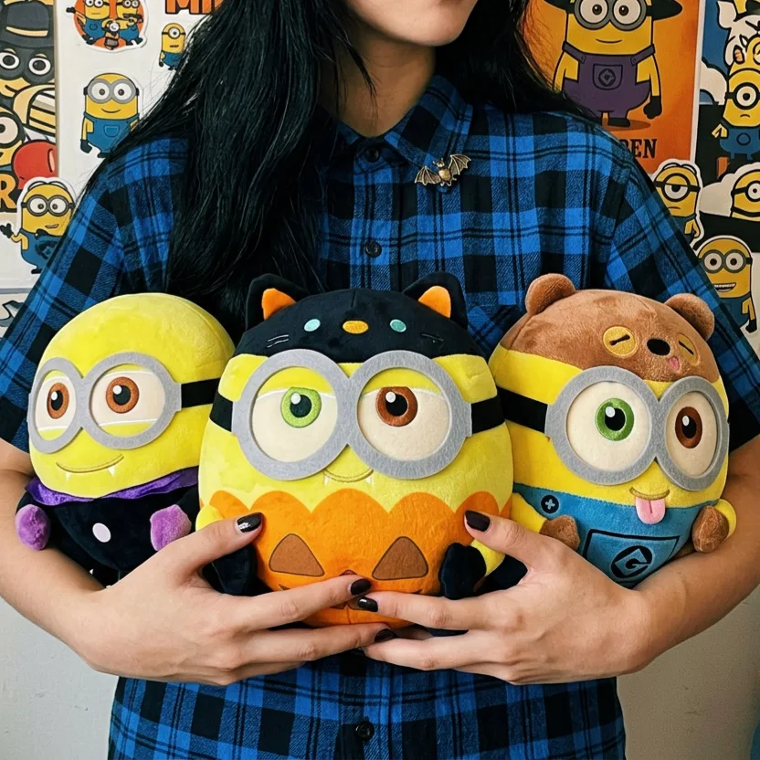 Set de Peluche de Minions para Disfraz de Halloween, Muñeco de Peluche Adorable, Figura de Dibujos Animados, Decoración para el Hogar, Regalo de Cumpleaños para Niños