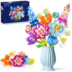 Flower Bouquet Building Set-Botanical CollectionToy Rose Plant Home Decor Flower Kit Xmas Valentine's Day Birthday Gift for8+