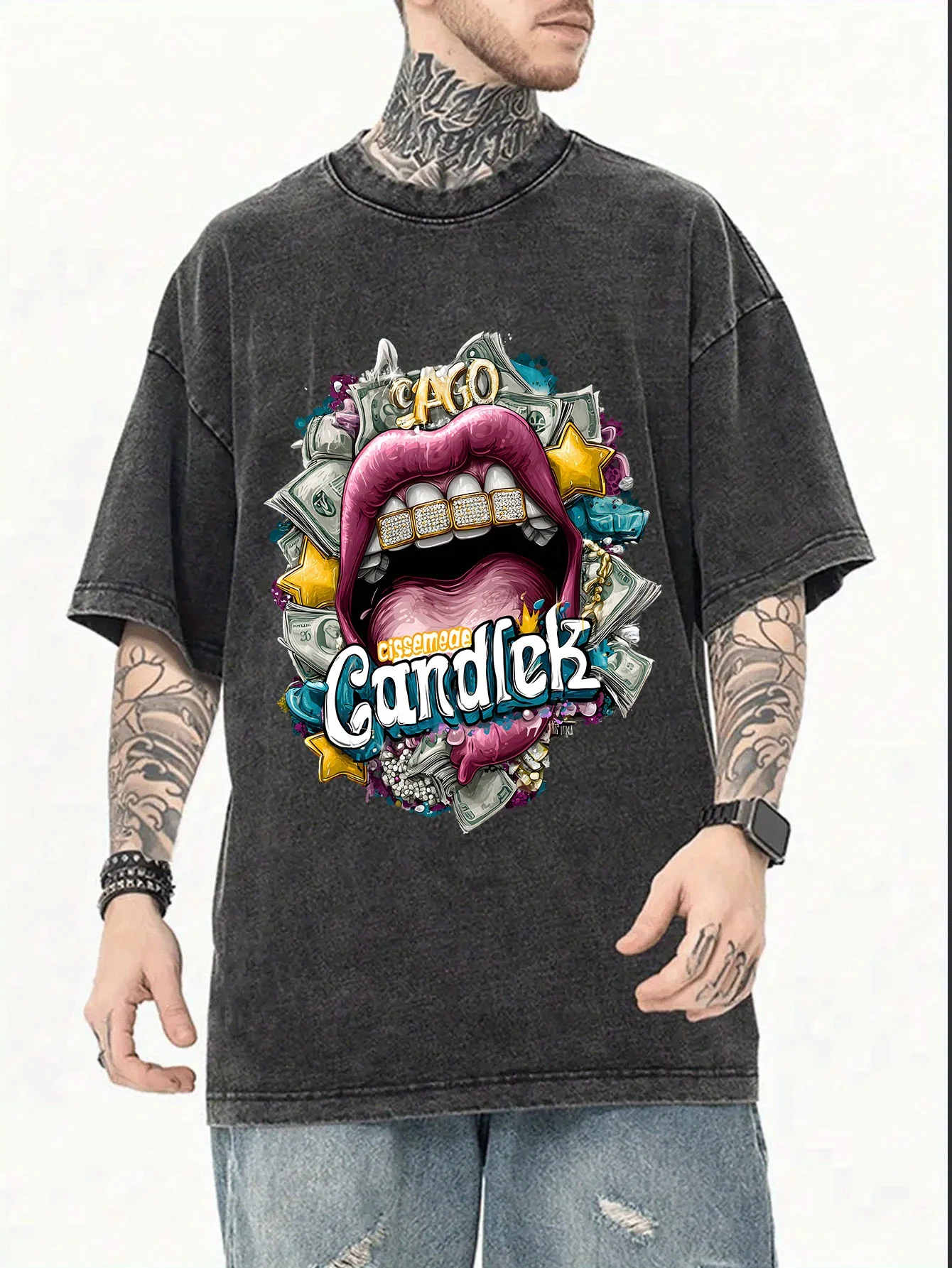 صيف جديد ريترو تي شيرت رجالي غسلها القطن رسالة الجرافيك تي شيرت مطبوع المتضخم قميص الهيب هوب الشارع الشهير ملابس للرجال تيز #3