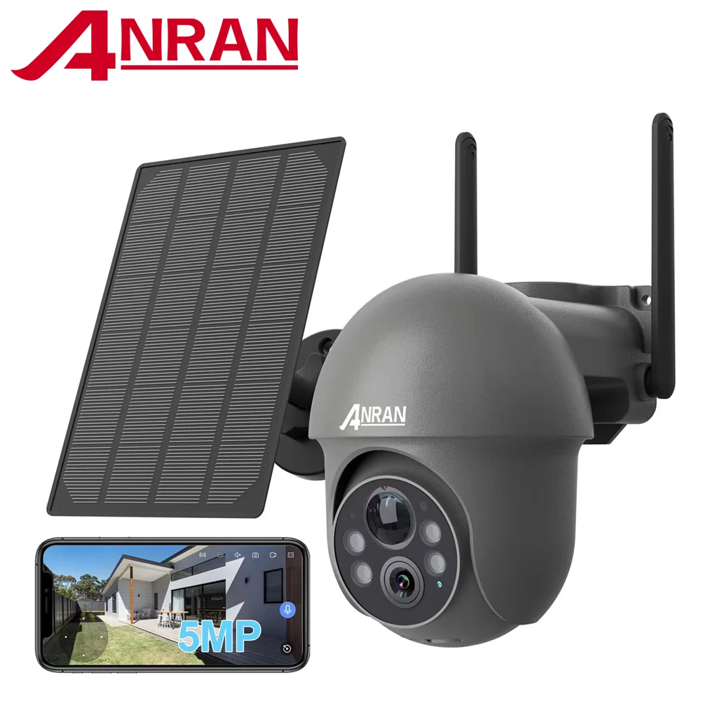 ANRAN 2K WiFi Camera 3/5MP Solar Panel Battery Camera,Free Basic Cloud Storage,Compatible Alexa,PIR Detection,Color Night Vision