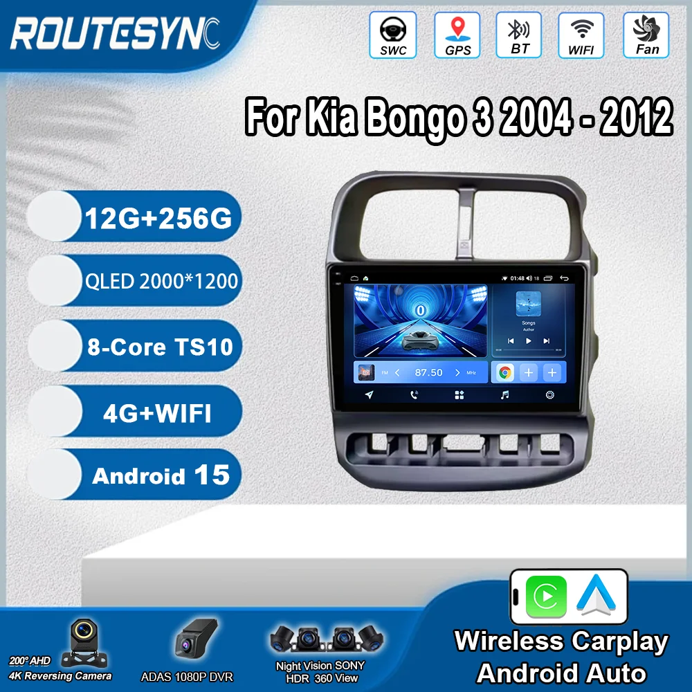 Android 15 para kia bongo 3 2004 -2012 carro play rádio automático reprodutor de vídeo multimídia navegação gps tela sensível ao toque 4g carro play auto