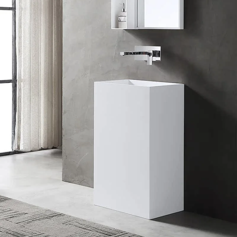 Artificial stone pillar basin Floor-to-ceiling square small apartment wash basin Light luxury washbasin OEM custom foundry whole