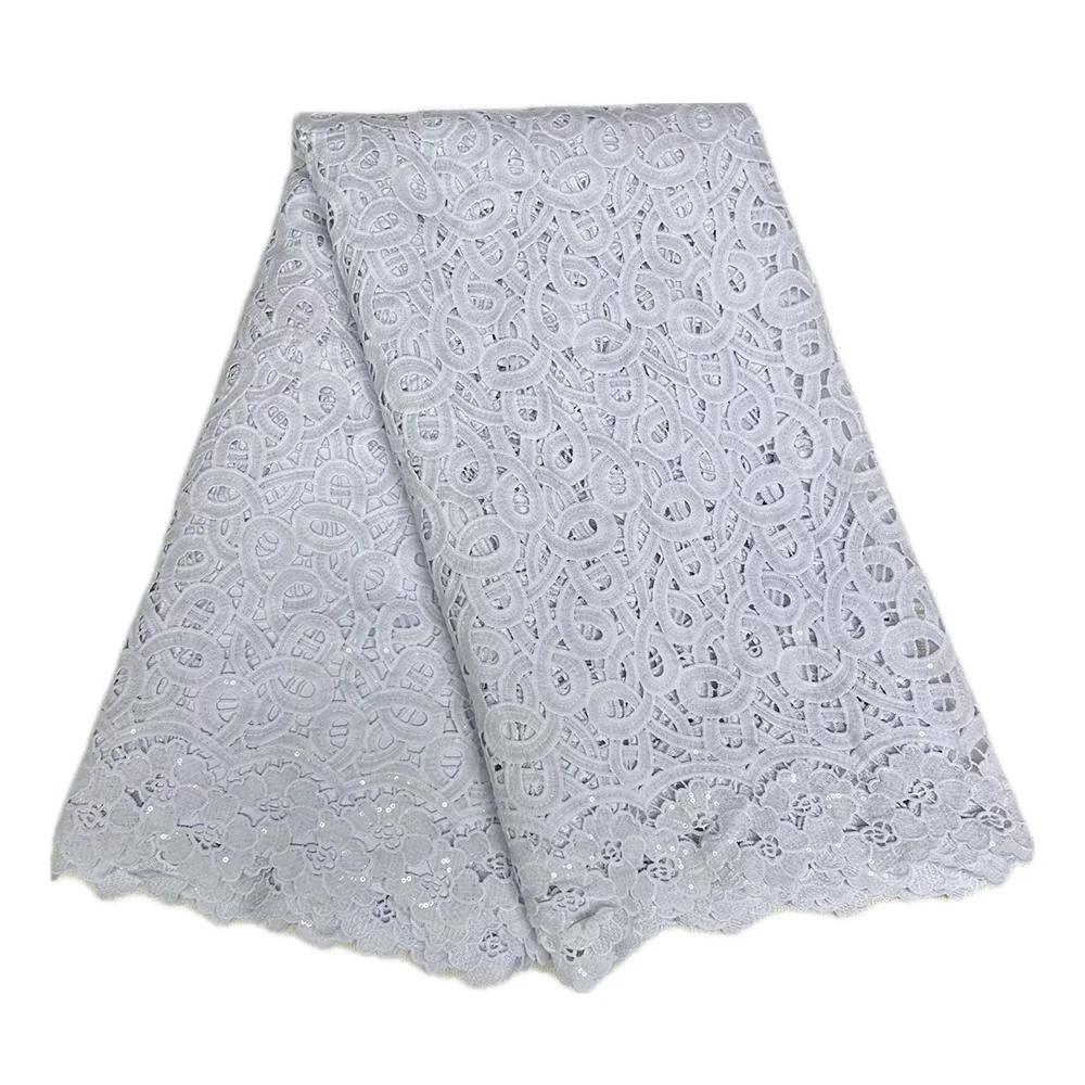 Женская элегантная белая ткань, кружевная ткань, французское сухое кружево, 5 ярдов, молочный шелковый кружевной материал для шитья свадебного вечернего платья