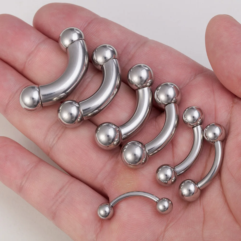 1pc Big Size Surgical Steel Eyebrow Tragus Earrings Nipple Rings Tongue PA Piercing Jewelry Internally Threaded Curved Barbell view 6
