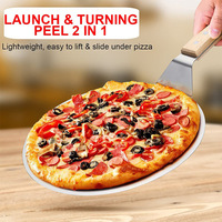 Pizza Shovel Pastry Tools Accessories Pizza Peel Round Stainless Steel Non-stick Pizza Paddle Spatula With Oak Wooden Handle