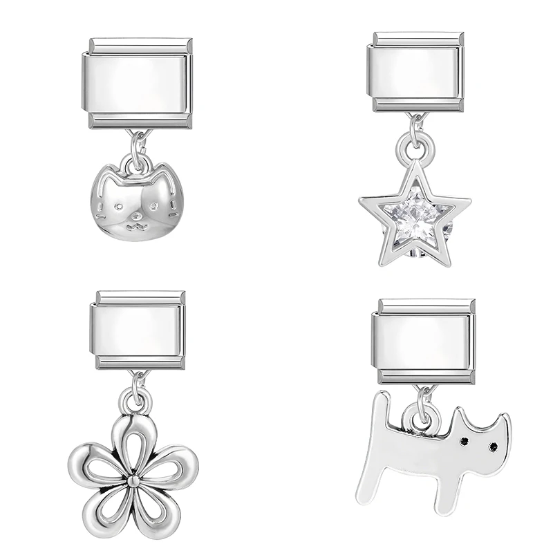 Schmetterling Schleife Krone Herz Schlüssel Kirsche Anhänger italienischen Charm Link Edelstahl passen 9mm Armband DIY machen Geschenke