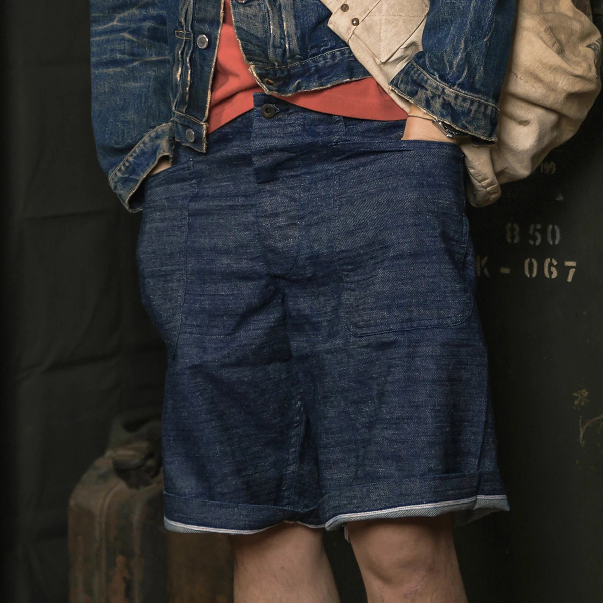 

Bronson Retro WSN Navy De Workwear orts Dungaree Red Ear Denim Pants Casual Summer Loose Fit Youth ular Workwear