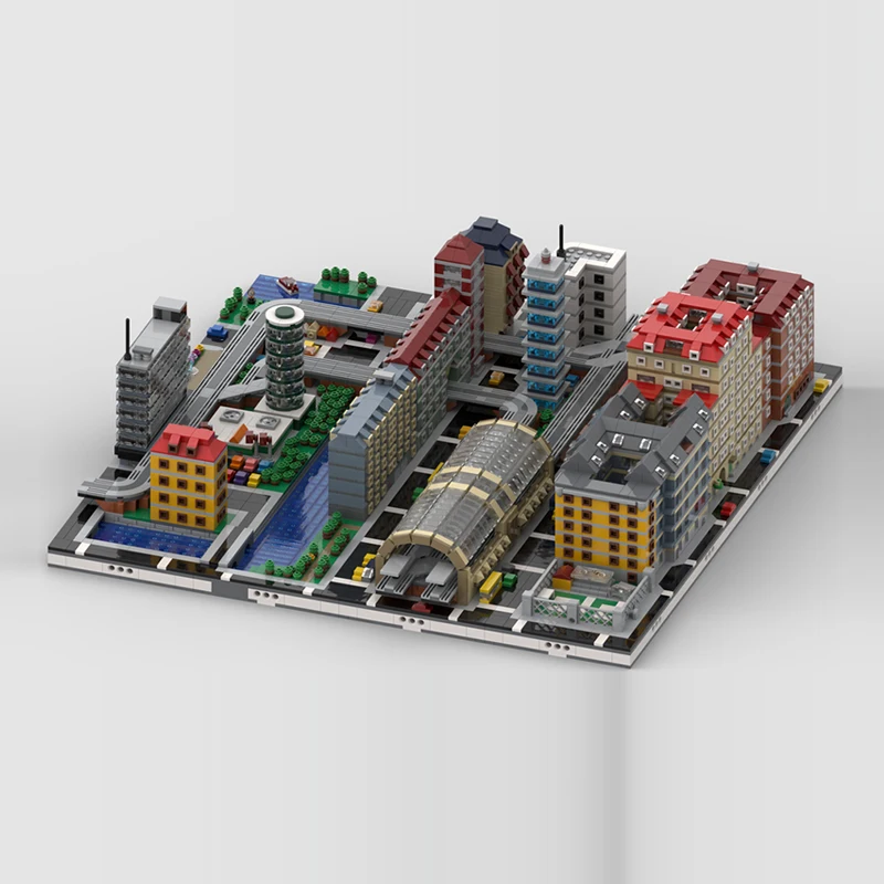 City Street View Model MOC Building Bricks Miniature Capital Diorama Modular Technology Gifts Holiday Assemble Children Toy Suit