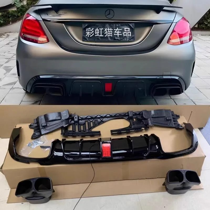 

Для Mercedes Benz W213 E200 E300 яркий черный задний диффузор со светодиодной подсветкой, выхлопной спойлер, комплект кузова автомобиля 2016-2023