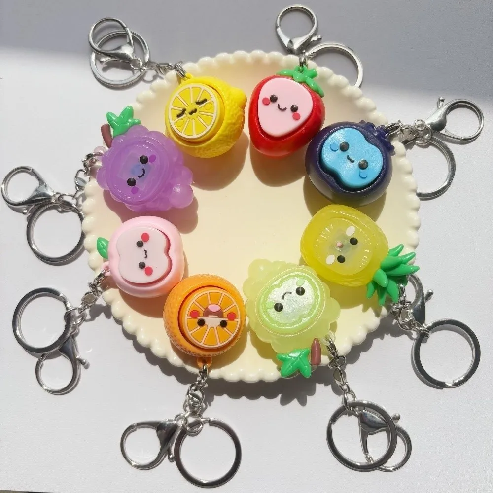 Fun Anti-Stress Simulated Fruit Keychain Button Key Cap Hanging Ornament Fidget Keychain Toy Silicone Clicker Pendant Bag Charm
