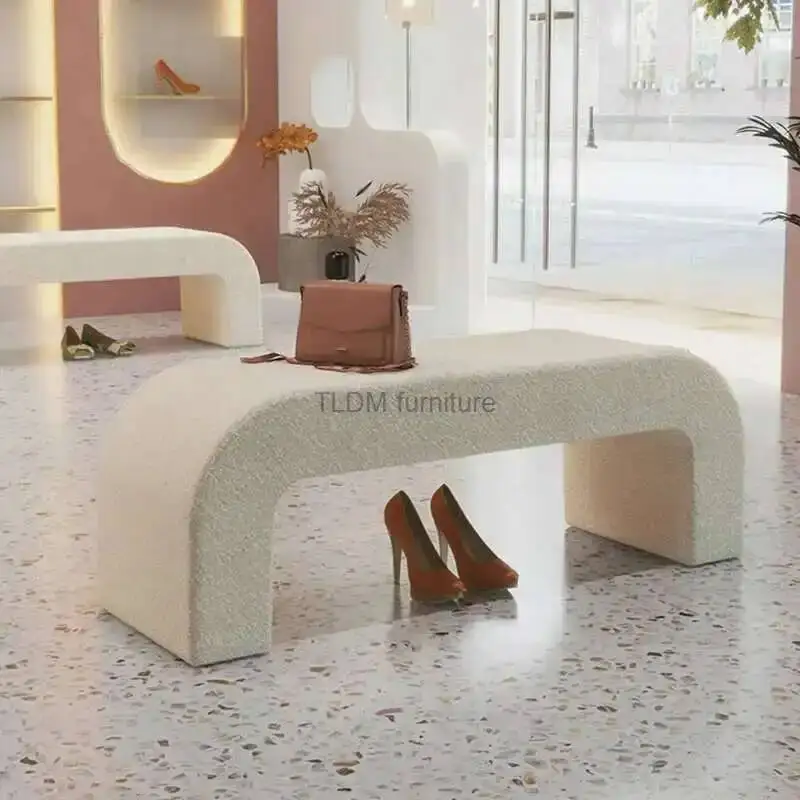 cashmere Nordic Entrance Bed Shoe Changing Ottoman Stools Modern End Home Furniture Simple Bench Living Room Sofa Stools B