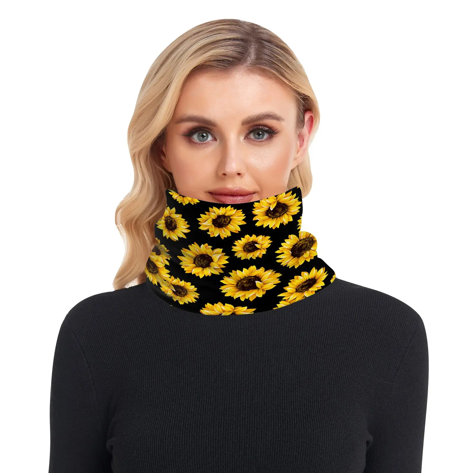 New Neck Scarf Sunflower Design Winter Women Men Collar Thick Warm Velveted Rings Scarves High Quality Allmatch Muffler