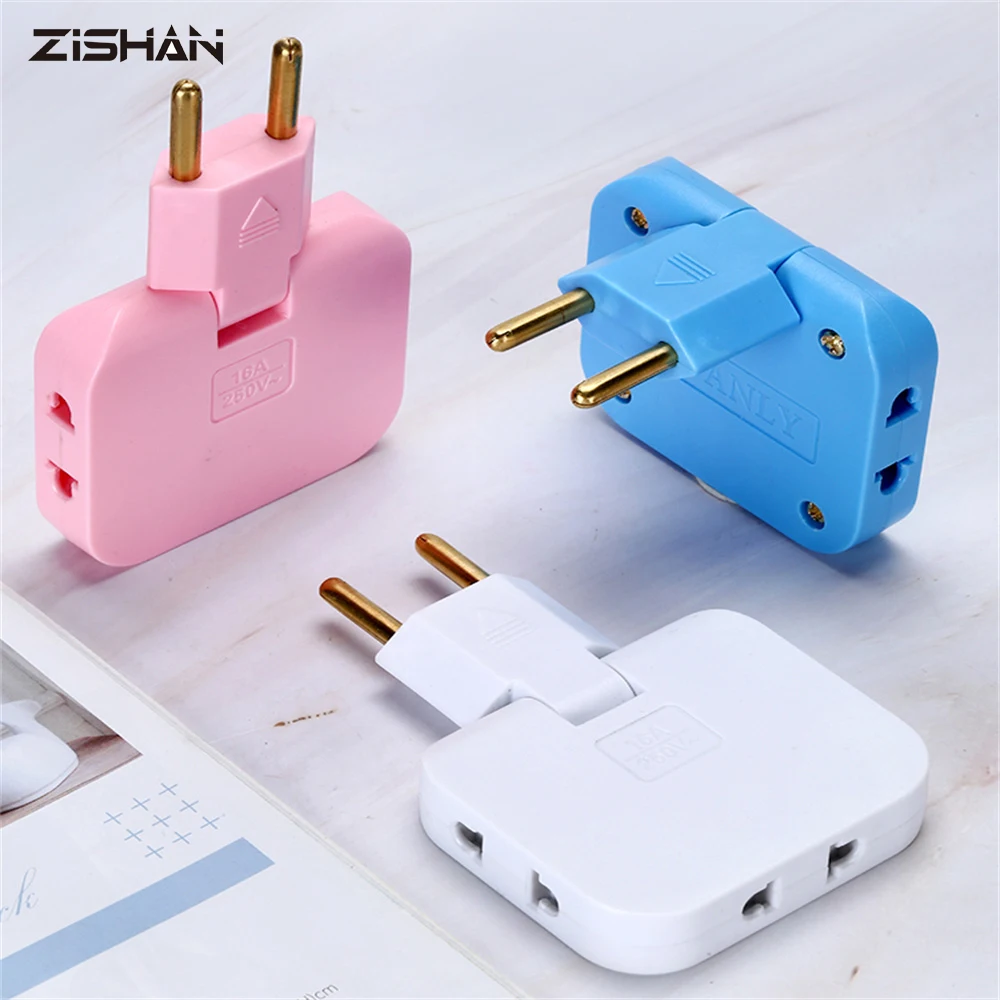 EU Plug 180 Degree Rotatable Socket Converter 3 in 1 Extension Plug Multi-Plug Mini Slim Wireless Outlet Adapter Sockets