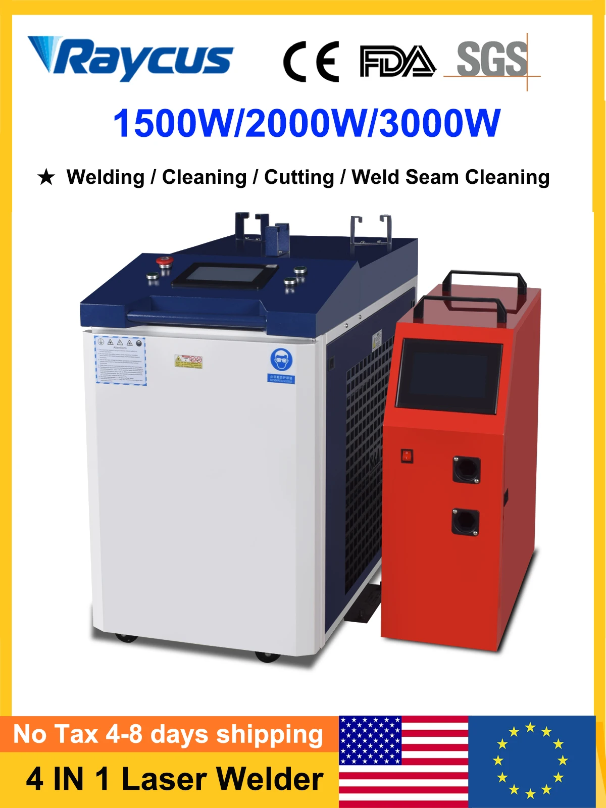 Raycus 3000W 4-in-1 Laserschweißgerät SUP28T Laserpistole zum Schweißen, Schneiden, Reinigen und Löten für Metall 1500W 2000W Laserschweißgerät