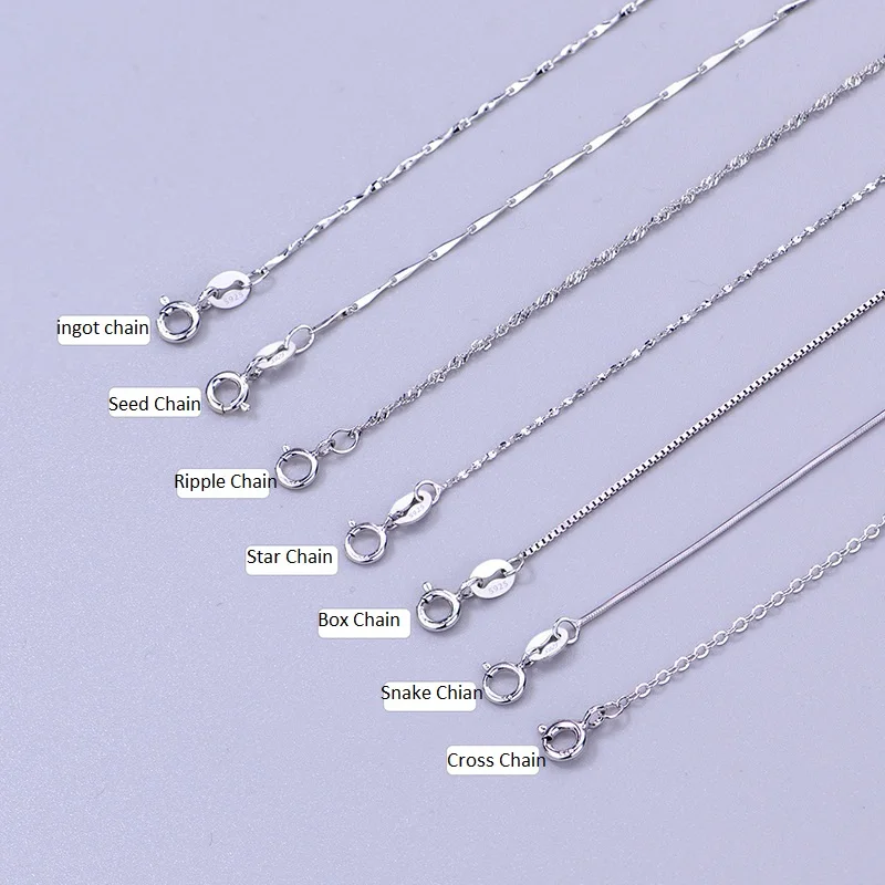 Simple Silver necklace chain Basic necklaces Sterling 925 jewelry making supplies Necklace diy Chain 40+5cm adjustable collares