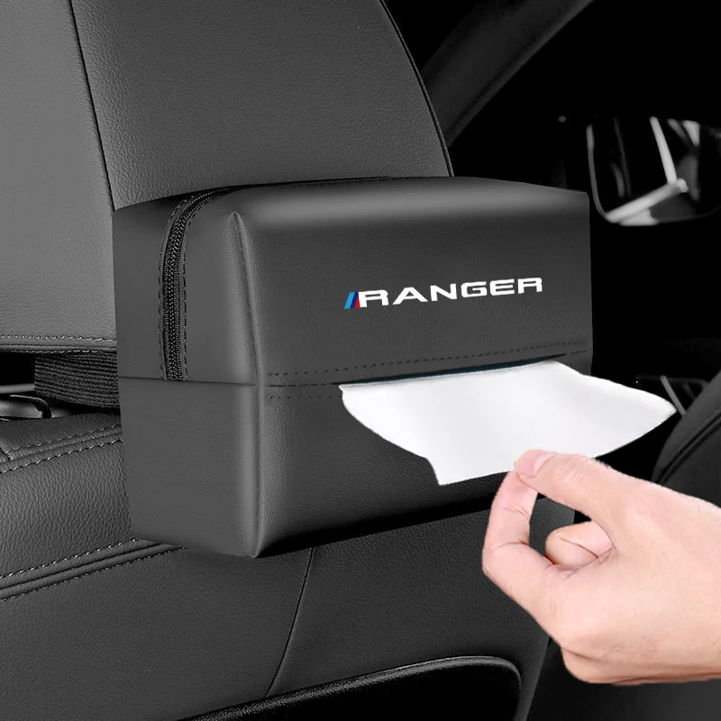 Car Sunshade Plate Tissue Storage Box for Ford Ranger T9 T6 Raptor Auto Seat Backrest Center Console Armrest Hanging Tissue Bag