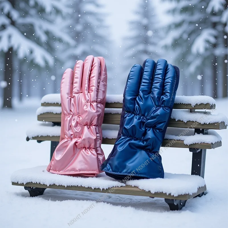 

New Fashion Glossy Grace Lady Glove Mittens Women Winter Vintage Cycling Driving Keep Warm Hand Glossy Windproof Gloves