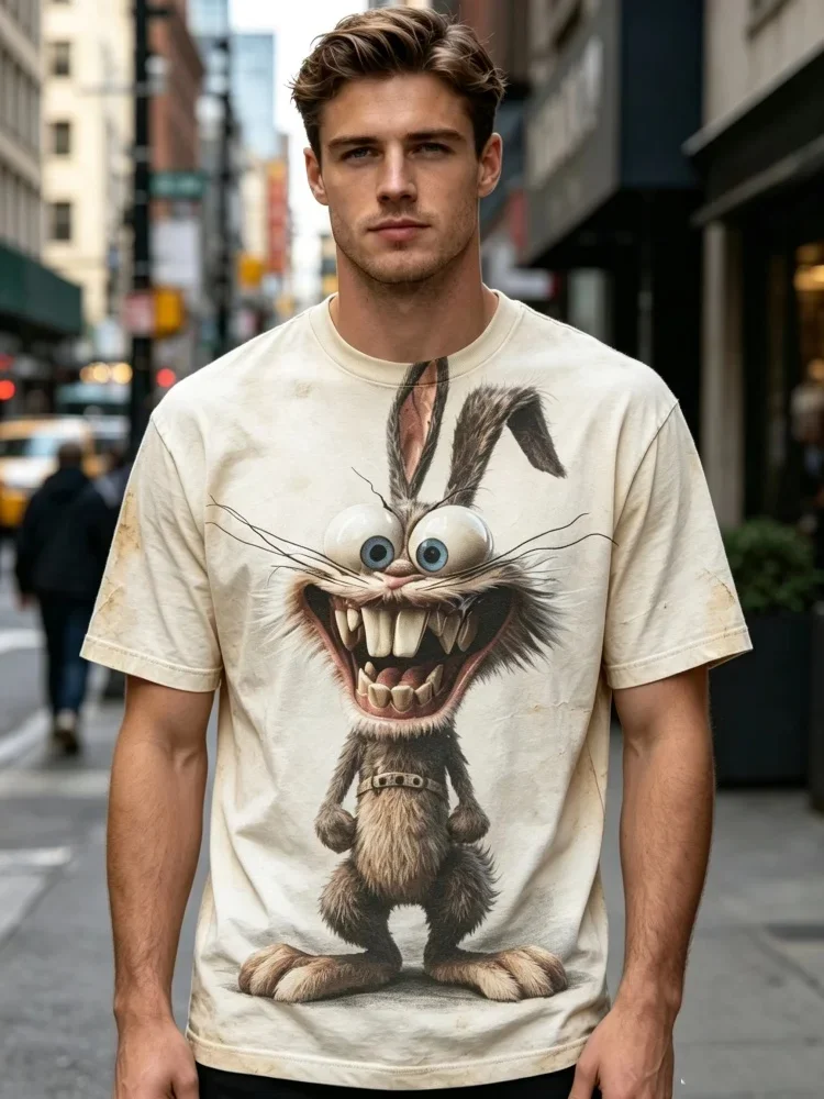 Funny Mouse Graphic T-Shirt Fashion Animal 3D Printed T-Shirts Summer Loose Short Sleeve Tee Tops Casual O-Neck Men's Clothing