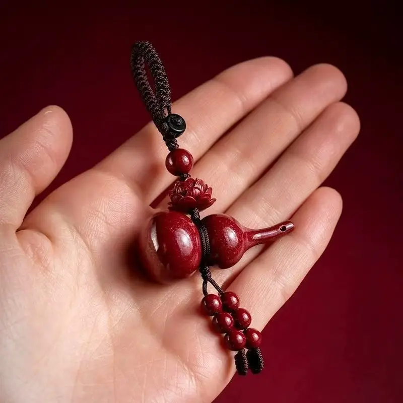 

Lucky Wishes Cinnabar Gourd Keychain Lotus Pendant Pearl Pendant Car Bag Decoration Handicrafts Jewelry