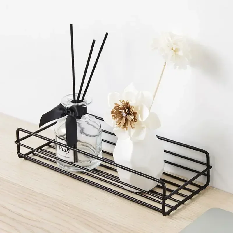 Bathroom Storage Kitchen Organizer Shelf Black Shelves Corner Frame Iron Shower Punch Free Mounted Caddy Rack