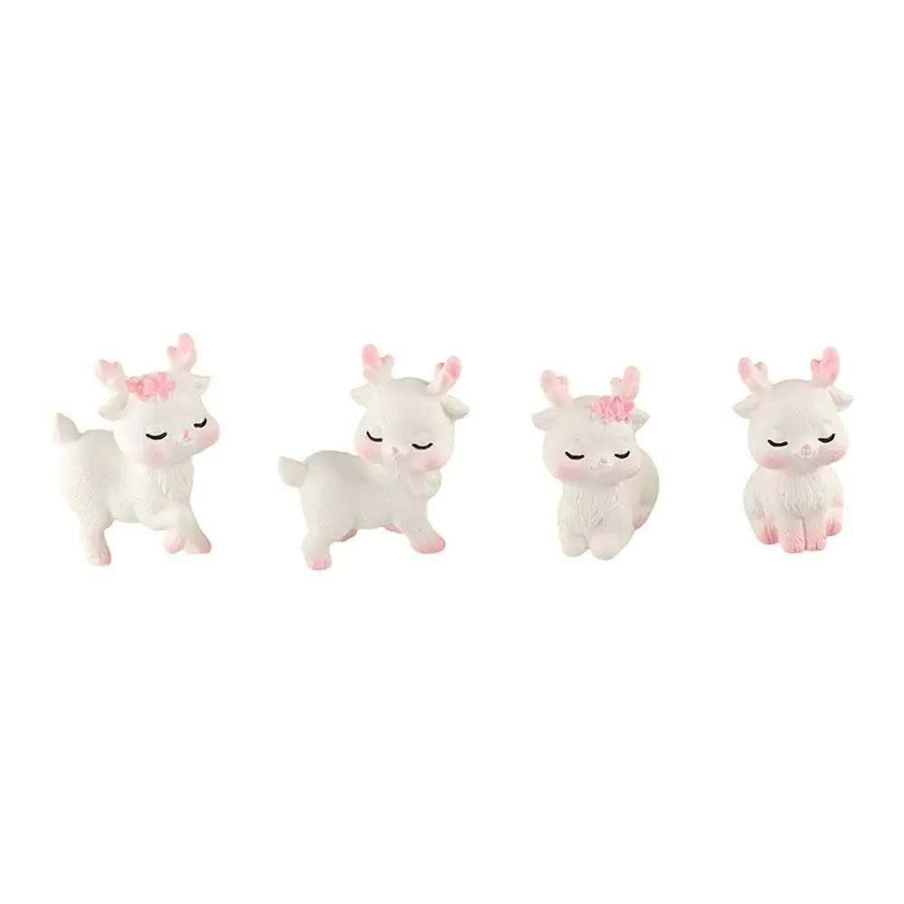 Decorative Mini Pink Deer Statue Resin Pink Deer Miniatures Pink Deer Micro Landscape Cute Pink Deer Doll