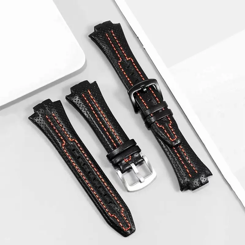 For Seiko Sportura SNL029P2-SNL021P1 SNL595P2 SNL017P1 Leather Watch Strap Men\'s Watchband Bracelet Belt 27mmx15Convex mouth