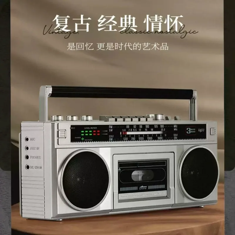 Vintage Cassette Recorder  Retro Tape Player Bluetooth USB  Radio Dual Speaker