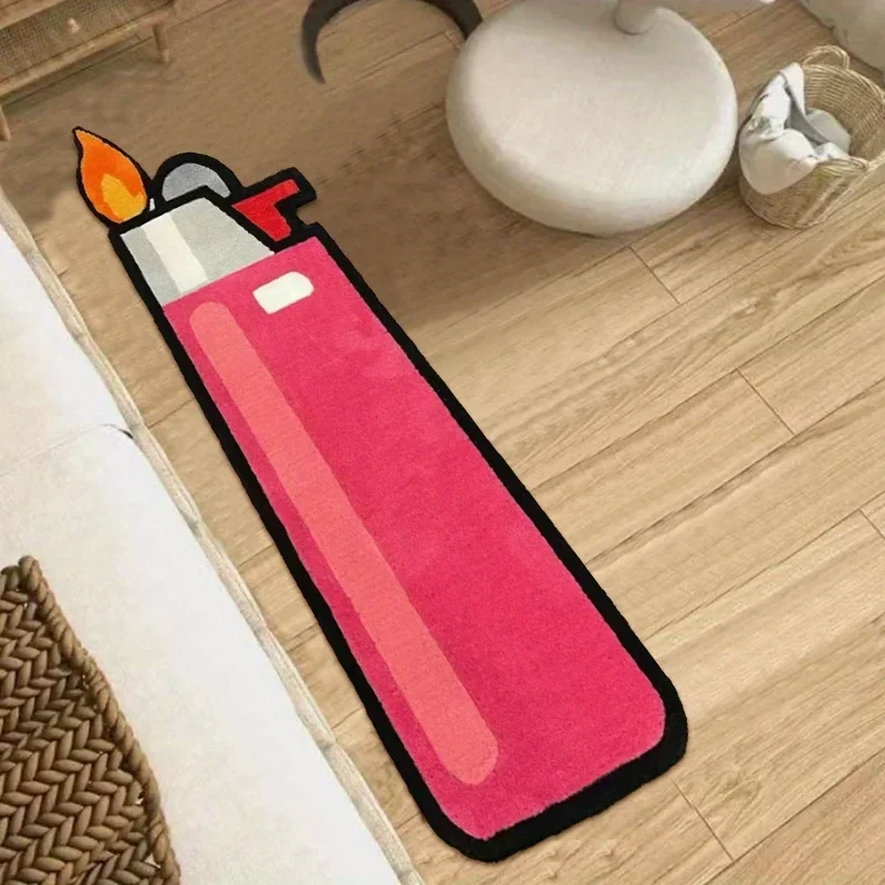 Cool Cigarette Lighter Shaped Rug Long Runner Carpet Bedroom Bedside Floor Mat Game Room Living Room Balcony Hallway Home Decor