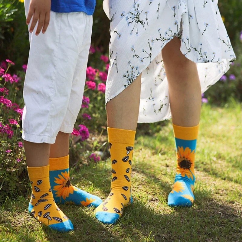 AB New Children's Parent-child Style Boys and Girls Colorful Cute Cartoon Fashion Sports Children's Mid tube Cotton Socks