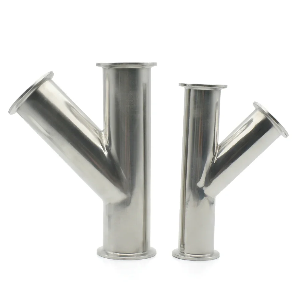 

38 51mm Pipe Outer Diameter1.5 "-2" 304 Stainless Steel Three Clip Sanitary Y-shaped Diagonal Tee Fittings Splitter Self-made