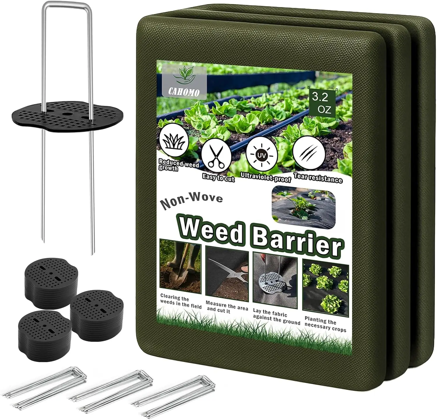 

Прочная ткань для защиты от сорняков, 3x32 фута, 3,2 унции, для эффективного борьбы с сорняками в садах и ландшафтном дизайне