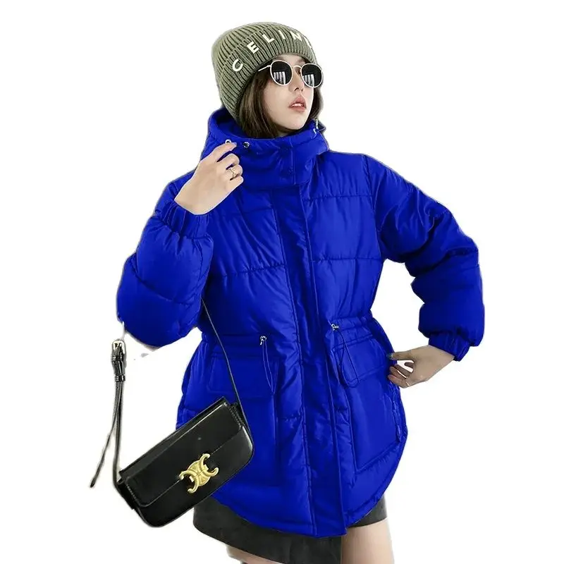 Winter 2023 New Loose Joker Zipper Coat Short Down Cotton-Padded Jacket Thickened Waist Slimming Thickened Warm Overcoat