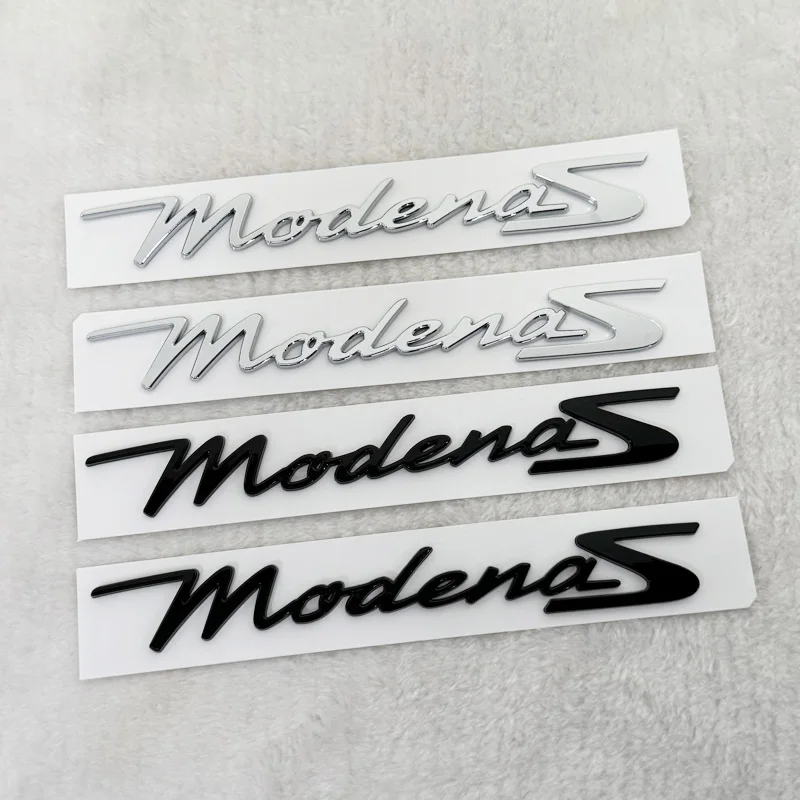 Para Modena S, gt modena, insignia trasera negra brillante, emblema, tapa de maletero, adhesivo para maletero