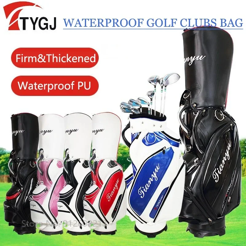 TTYGJ Golf Ball Bag Large Capacity Golf Standard Bag PU Waterproof Travel Pack Thickened Club Storage Can Hold 13-14 Clubs